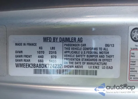 2013 Smart Fortwo Passion from USA, damaged, VIN WMEEK3BA8DK724232